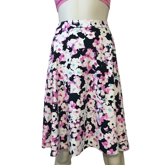 ADRIENNE Vittadini Floral Skirt A-line Full Skater with Pockets - Picture 2 of 12
